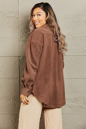 Keeping It Cozy Button Down Shacket-Cofee Brown Coffee Brown Shacket by Vim&Vigor | Vim&Vigor Boutique