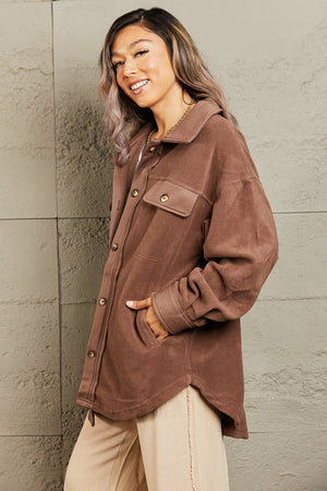 Keeping It Cozy Button Down Shacket-Cofee Brown Coffee Brown Shacket by Vim&Vigor | Vim&Vigor Boutique