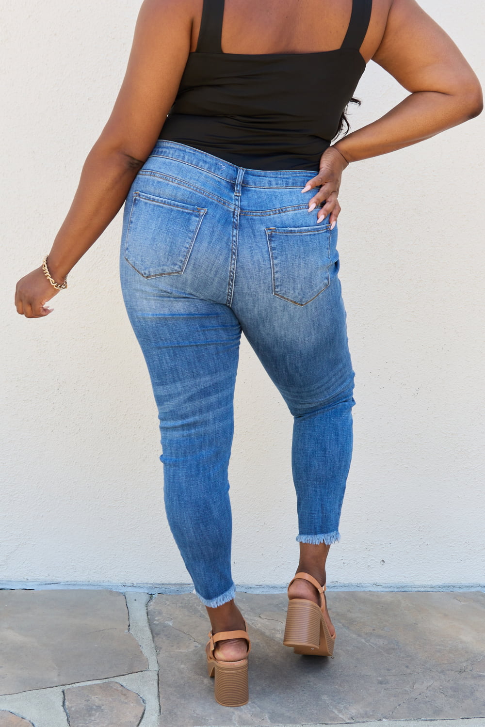 Lindsay Raw Hem High Rise Skinny Jeans by Kancan Medium Bottoms by Vim&Vigor | Vim&Vigor Boutique