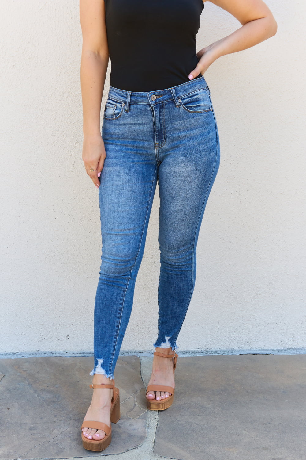 Lindsay Raw Hem High Rise Skinny Jeans by Kancan Medium Bottoms by Vim&Vigor | Vim&Vigor Boutique