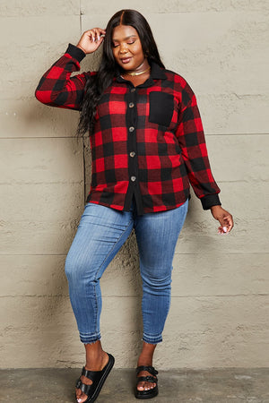 Make A Go For It Contrast Plaid Shacket Red Plaid Plaid Shacket by Vim&Vigor | Vim&Vigor Boutique