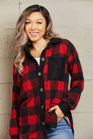 Make A Go For It Contrast Plaid Shacket Red Plaid Plaid Shacket by Vim&Vigor | Vim&Vigor Boutique