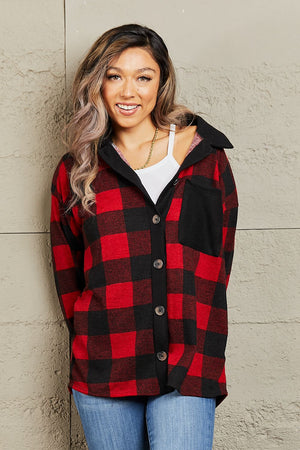 Make A Go For It Contrast Plaid Shacket Red Plaid Plaid Shacket by Vim&Vigor | Vim&Vigor Boutique