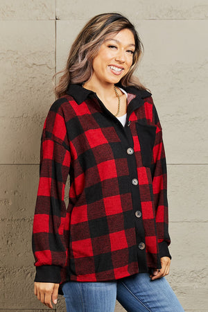 Make A Go For It Contrast Plaid Shacket Red Plaid Plaid Shacket by Vim&Vigor | Vim&Vigor Boutique