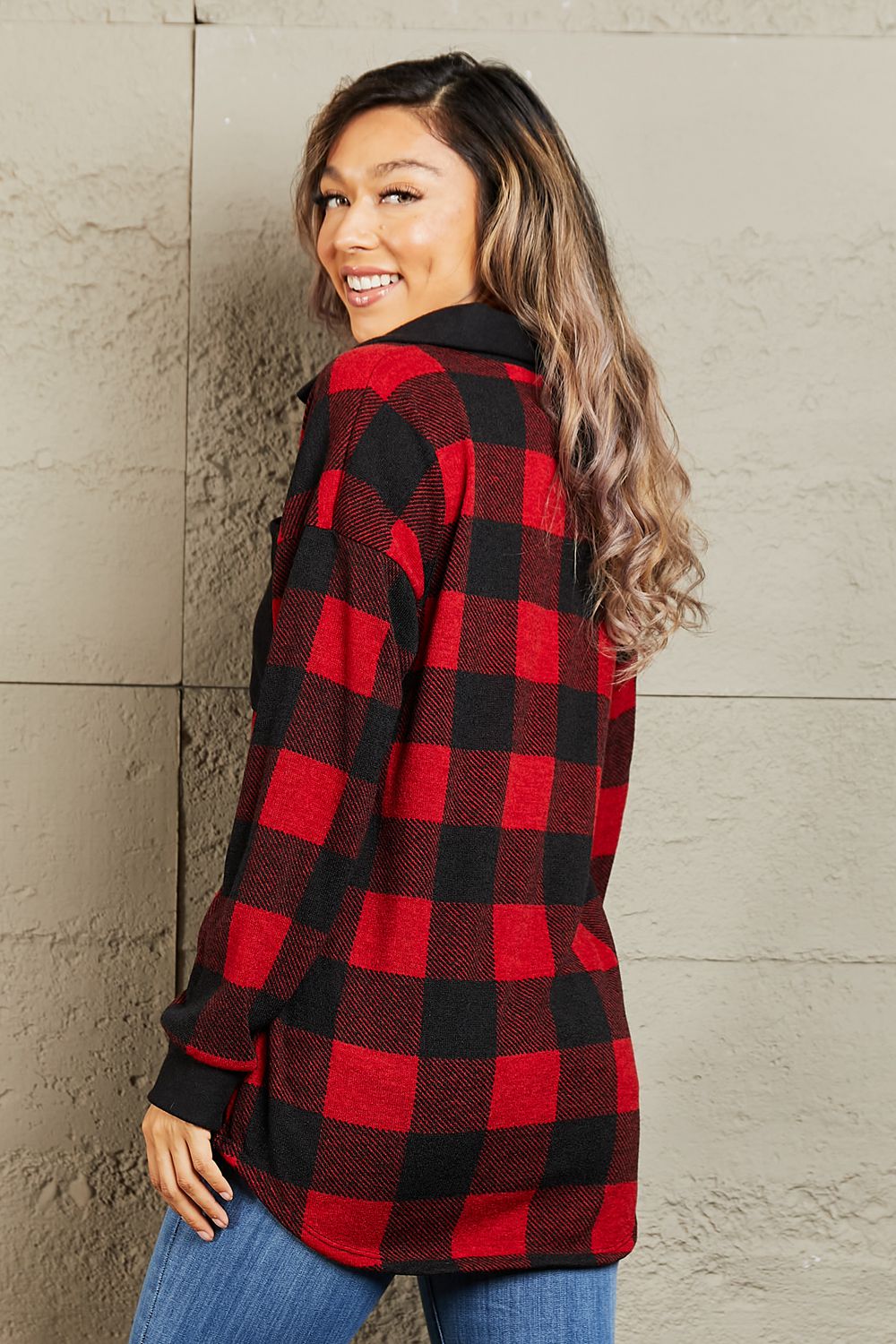 Make A Go For It Contrast Plaid Shacket Red Plaid Plaid Shacket by Vim&Vigor | Vim&Vigor Boutique