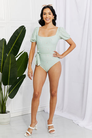 Marina West Swim Salty Air Puff Sleeve One-Piece in Sage Gum Leaf Swimwear by Vim&Vigor | Vim&Vigor Boutique