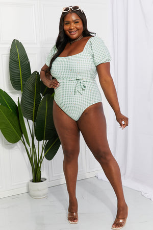 Marina West Swim Salty Air Puff Sleeve One-Piece in Sage Gum Leaf Swimwear by Vim&Vigor | Vim&Vigor Boutique