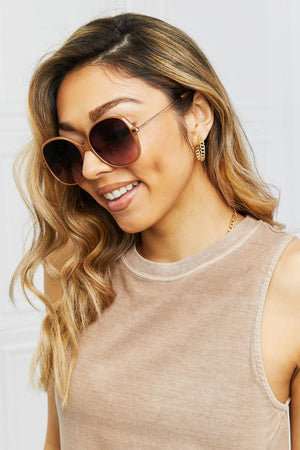 Metal-Plastic Hybrid Full Rim Sunglasses Caramel One Size Sunglasses by Vim&Vigor | Vim&Vigor Boutique