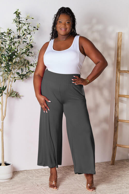 More Than One Smocked Wide Waistband Wide Leg Pants Wide Leg Pants by Vim&Vigor | Vim&Vigor Boutique