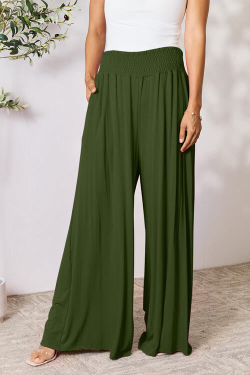 More Than One Smocked Wide Waistband Wide Leg Pants Wide Leg Pants by Vim&Vigor | Vim&Vigor Boutique