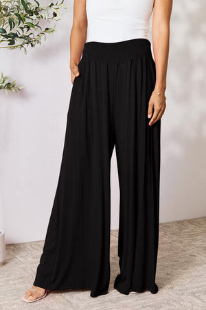 More Than One Smocked Wide Waistband Wide Leg Pants Wide Leg Pants by Vim&Vigor | Vim&Vigor Boutique