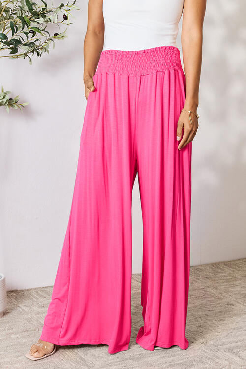 More Than One Smocked Wide Waistband Wide Leg Pants Wide Leg Pants by Vim&Vigor | Vim&Vigor Boutique