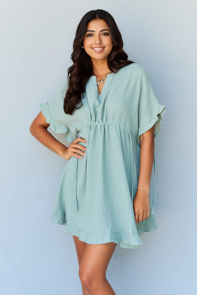 Next Time Around Ruffle Hem Dress-Light Sage Light Sage Mini Dresses by Vim&Vigor | Vim&Vigor Boutique