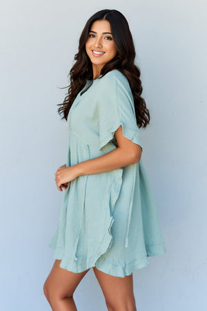 Next Time Around Ruffle Hem Dress-Light Sage Light Sage Mini Dresses by Vim&Vigor | Vim&Vigor Boutique