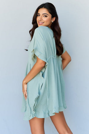 Next Time Around Ruffle Hem Dress-Light Sage Light Sage Mini Dresses by Vim&Vigor | Vim&Vigor Boutique