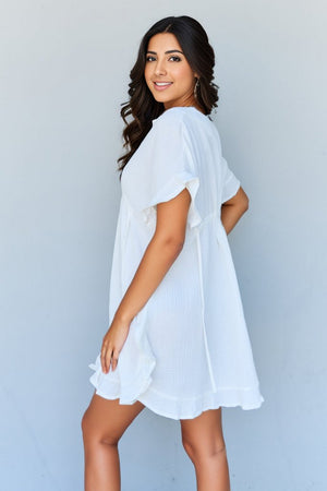 Next Time Around Ruffle Hem Dress-White White Mini Dress by Vim&Vigor | Vim&Vigor Boutique