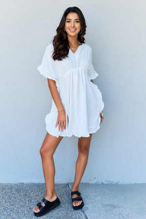 Next Time Around Ruffle Hem Dress-White White Mini Dress by Vim&Vigor | Vim&Vigor Boutique