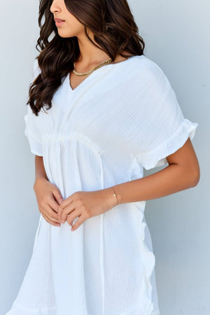 Next Time Around Ruffle Hem Dress-White White Mini Dress by Vim&Vigor | Vim&Vigor Boutique