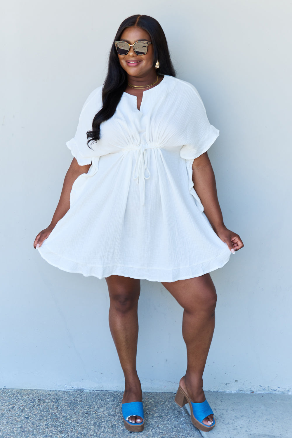 Next Time Around Ruffle Hem Dress-White White Mini Dress by Vim&Vigor | Vim&Vigor Boutique