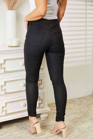 Some Like It Hot High Rise Black Coated Ankle Skinny Jeans Black High-waisted Coated Skinny Ankle Jeans by Vim&Vigor | Vim&Vigor Boutique