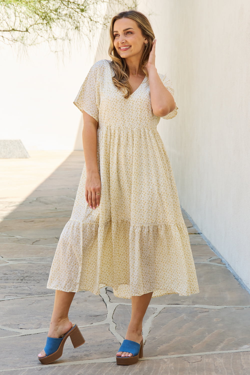 Spring Baby Kimono Sleeve Midi Dress-Cream Cream Midi Dress by Vim&Vigor | Vim&Vigor Boutique