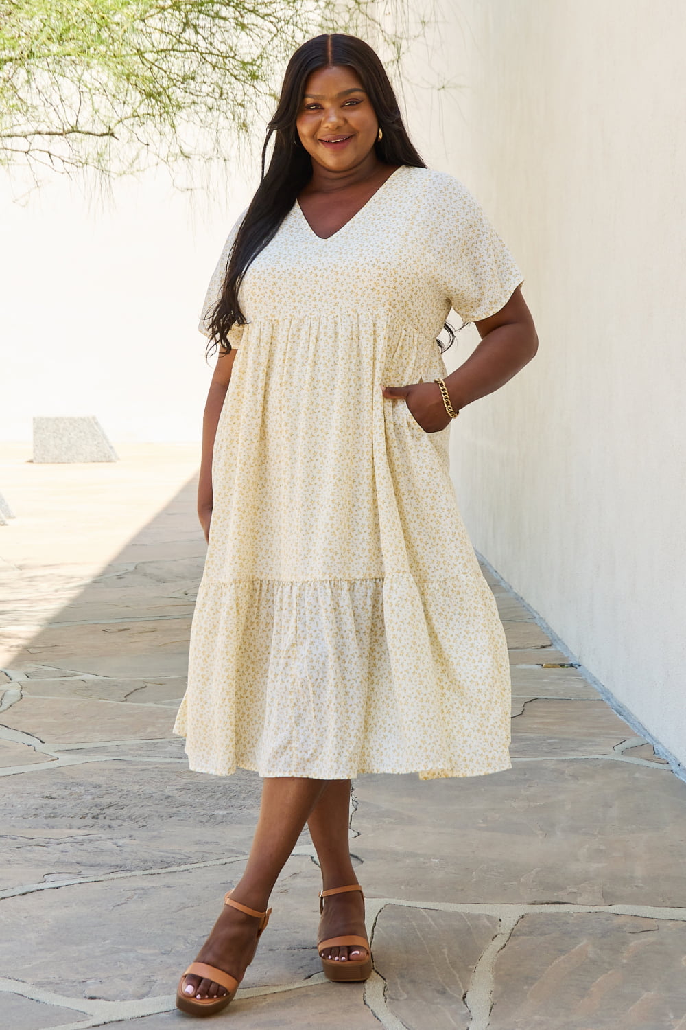 Spring Baby Kimono Sleeve Midi Dress-Cream Cream S Midi Dress by Vim&Vigor | Vim&Vigor Boutique