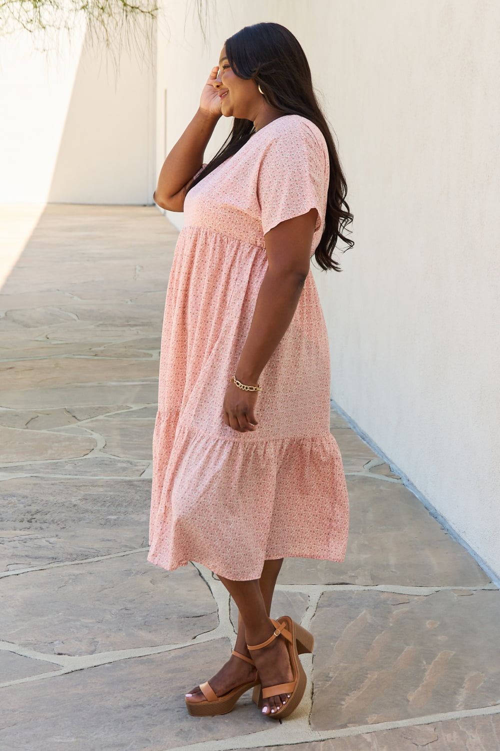 Spring Baby Kimono Sleeve Midi Dress-Peach Peach Dresses by Vim&Vigor | Vim&Vigor Boutique