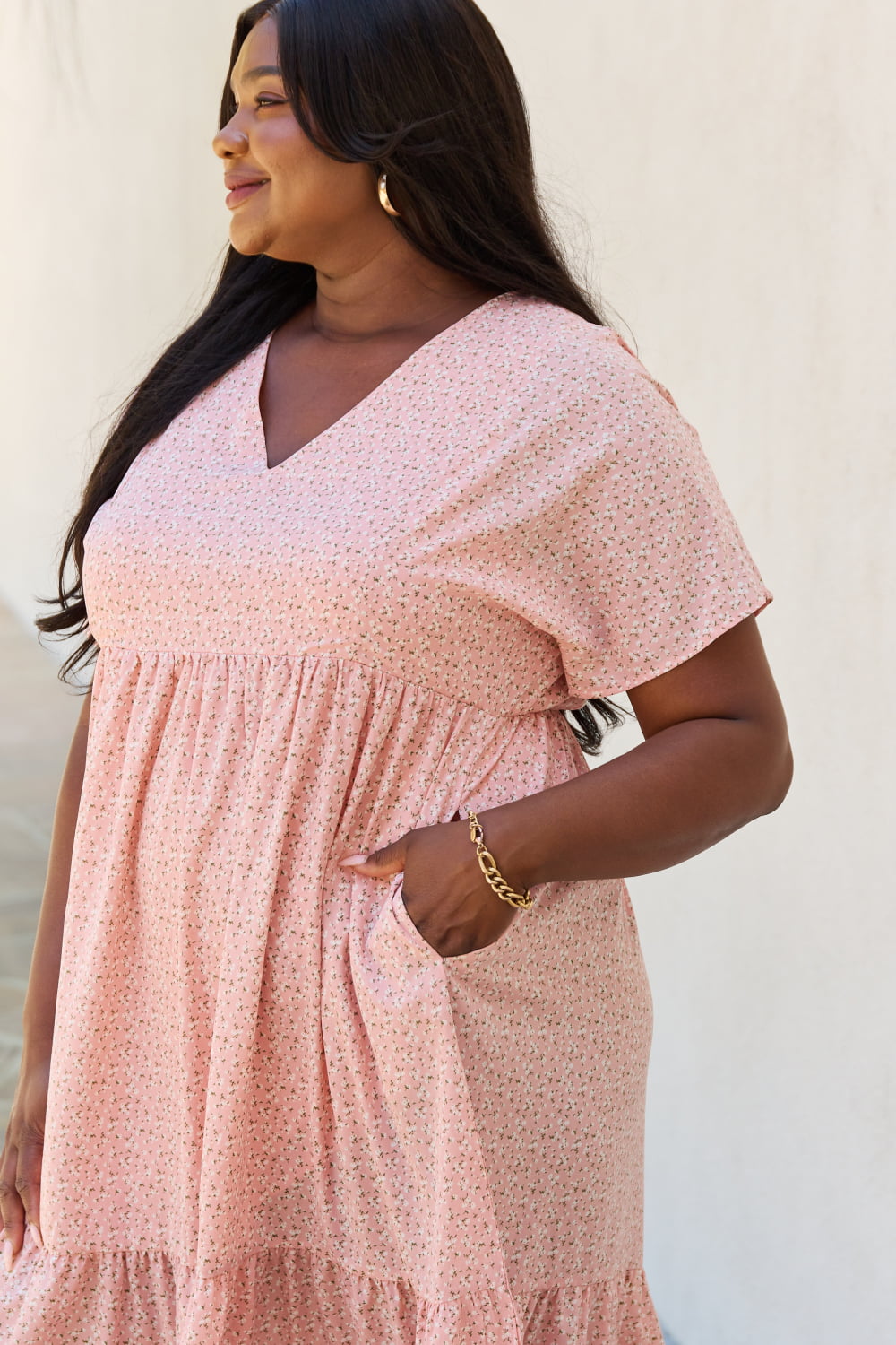 Spring Baby Kimono Sleeve Midi Dress-Peach Peach Dresses by Vim&Vigor | Vim&Vigor Boutique