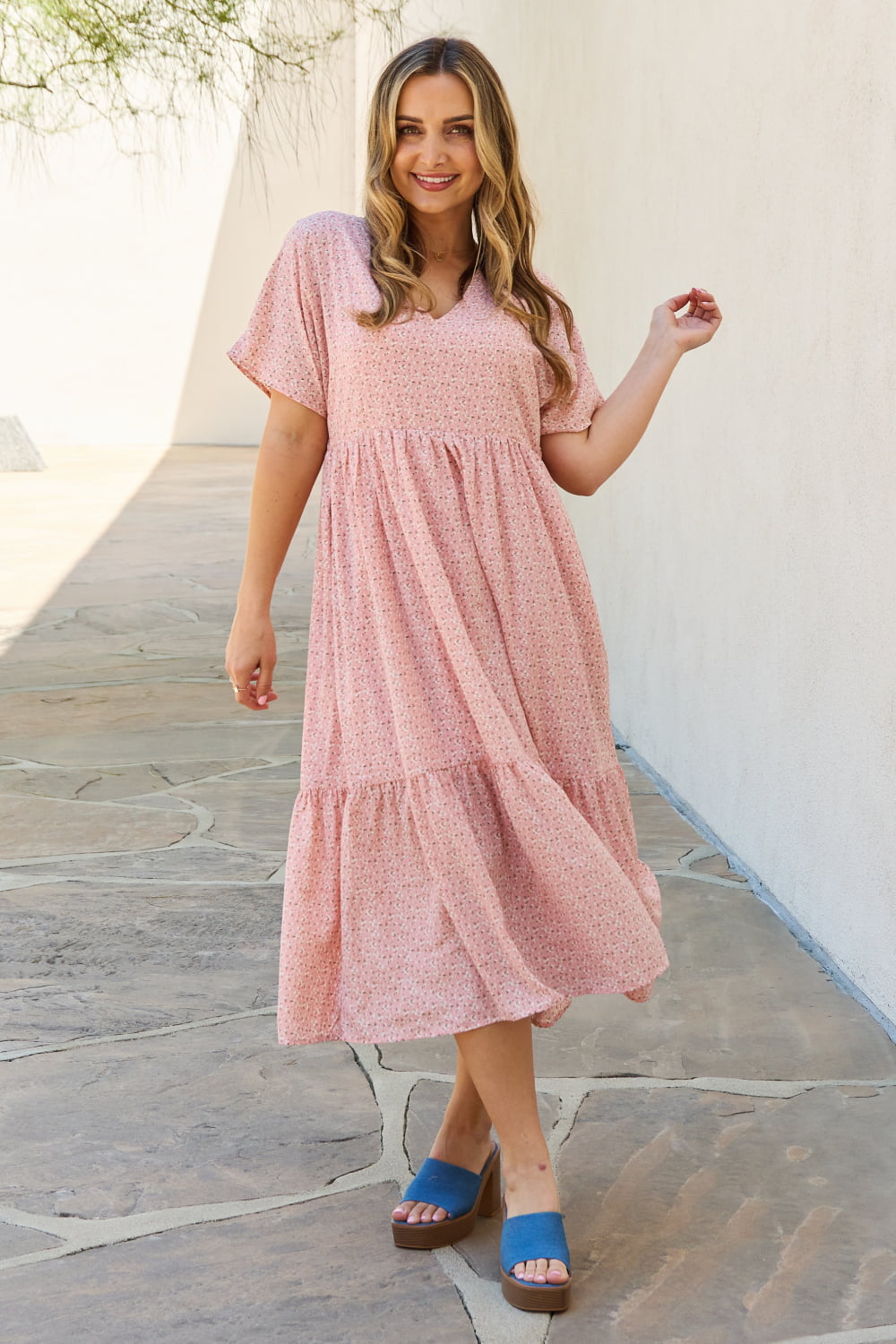 Spring Baby Kimono Sleeve Midi Dress-Peach Peach Dresses by Vim&Vigor | Vim&Vigor Boutique