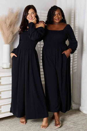 Square Biz Wide-Leg Jumpsuit with Pockets Black S Wide Leg Jumpsuit by Vim&Vigor | Vim&Vigor Boutique