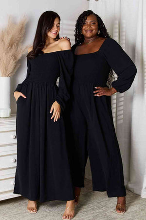 Square Biz Wide-Leg Jumpsuit with Pockets Black Wide Leg Jumpsuit by Vim&Vigor | Vim&Vigor Boutique