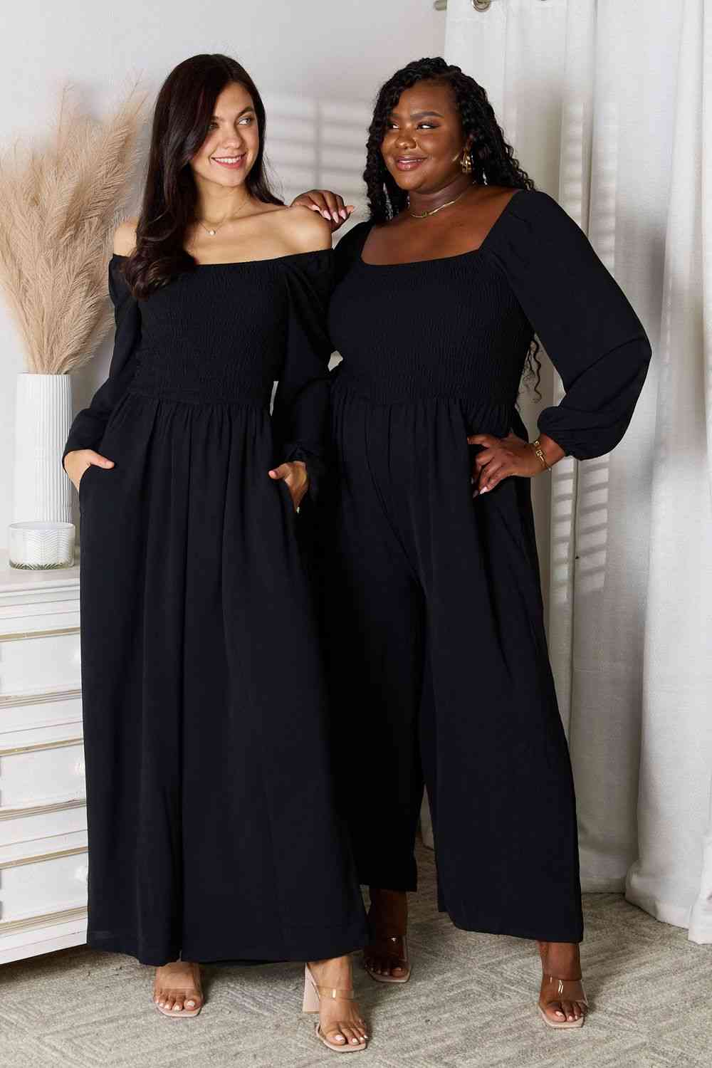 Square Biz Wide-Leg Jumpsuit with Pockets Black Wide Leg Jumpsuit by Vim&Vigor | Vim&Vigor Boutique