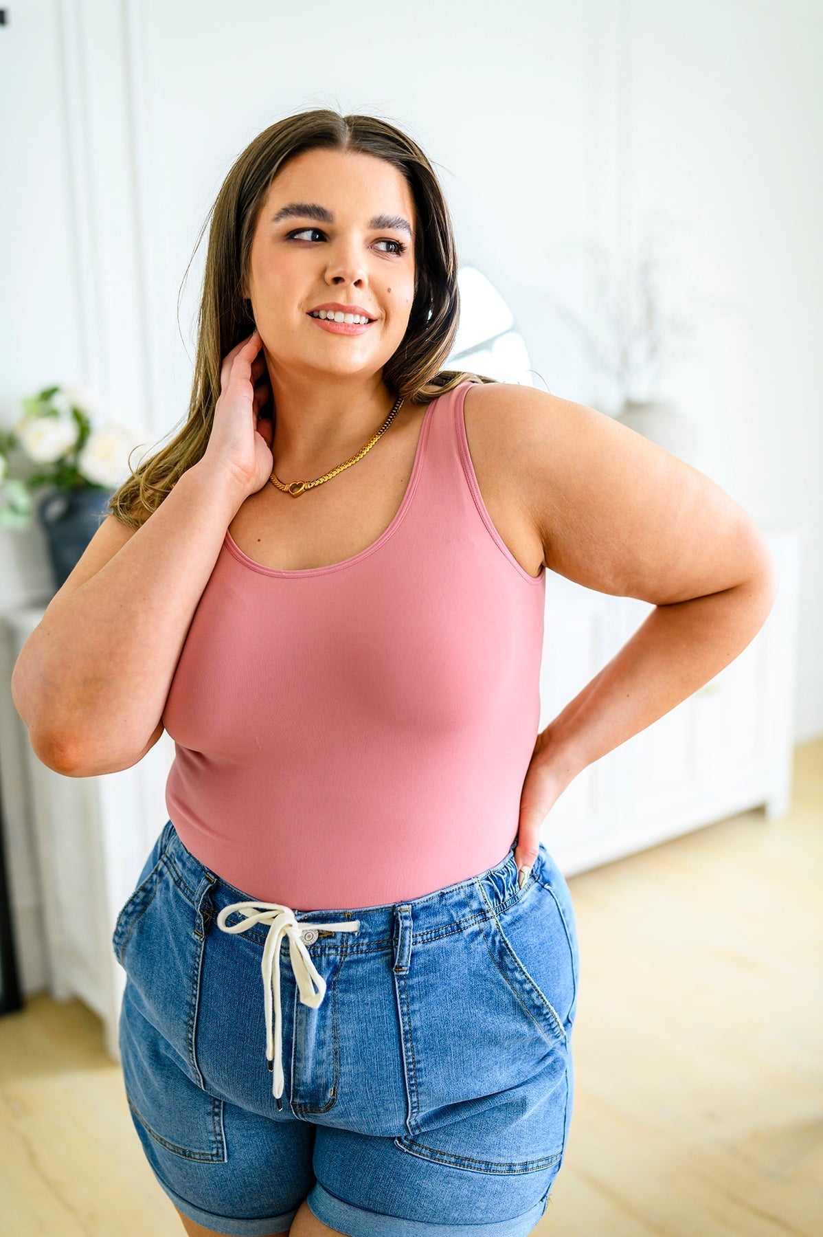 The Basics Reversible Longline Tank-Dusty Rose Dusty Rose Tank Tops by Vim&Vigor | Vim&Vigor Boutique