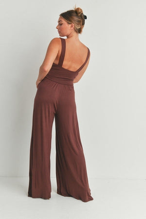 The Right One Wide Leg Jumpsuit Chocolate Wide Leg Jumpsuit by Vim&Vigor Boutique | Vim&Vigor Boutique