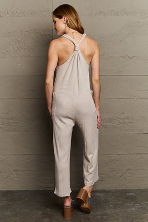 Twisted Over You Rib Knit Jumpsuit-Beige Beige Jumpsuits by Vim&Vigor | Vim&Vigor Boutique