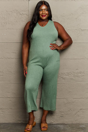 Twisted Over You Rib Knit Jumpsuit-Sage Sage Jumpsuit by Vim&Vigor | Vim&Vigor Boutique