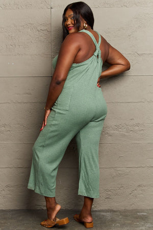 Twisted Over You Rib Knit Jumpsuit-Sage Sage Jumpsuit by Vim&Vigor | Vim&Vigor Boutique