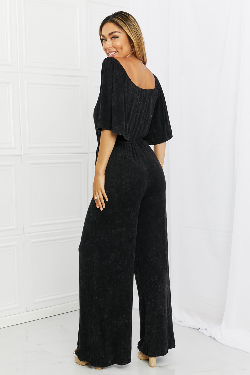 Weekend Trip Vintage Wash Jumpsuit Black Jumpsuits by Vim&Vigor | Vim&Vigor Boutique