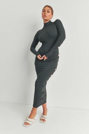 Wicked Minds Cutout Detail Maxi Dress Heather Charcoal Cut-Out Maxi Dress by Vim&Vigor Boutique | Vim&Vigor Boutique