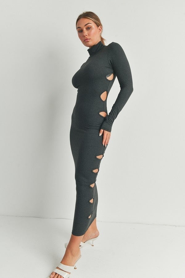 Wicked Minds Cutout Detail Maxi Dress Heather Charcoal Cut-Out Maxi Dress by Vim&Vigor Boutique | Vim&Vigor Boutique