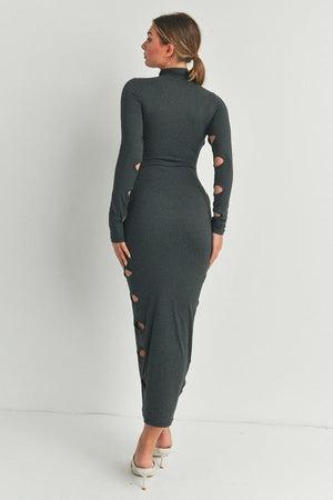 Wicked Minds Cutout Detail Maxi Dress Heather Charcoal Cut-Out Maxi Dress by Vim&Vigor Boutique | Vim&Vigor Boutique