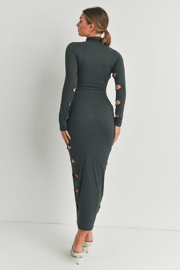 Wicked Minds Cutout Detail Maxi Dress Heather Charcoal Cut-Out Maxi Dress by Vim&Vigor Boutique | Vim&Vigor Boutique