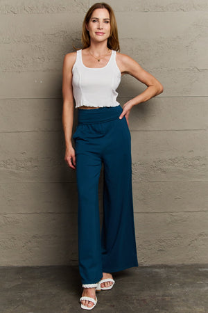 Wish You The Best High Waisted Palazzo Pants Deep Teal Palazzo Pants by Vim&Vigor | Vim&Vigor Boutique